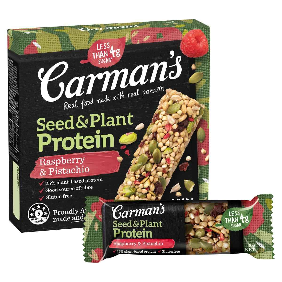 Carman`s Kitchen - 開心果覆盆子蛋白質條30g (不含麩質) (5條) Raspberry & Pistachio Protein Bar